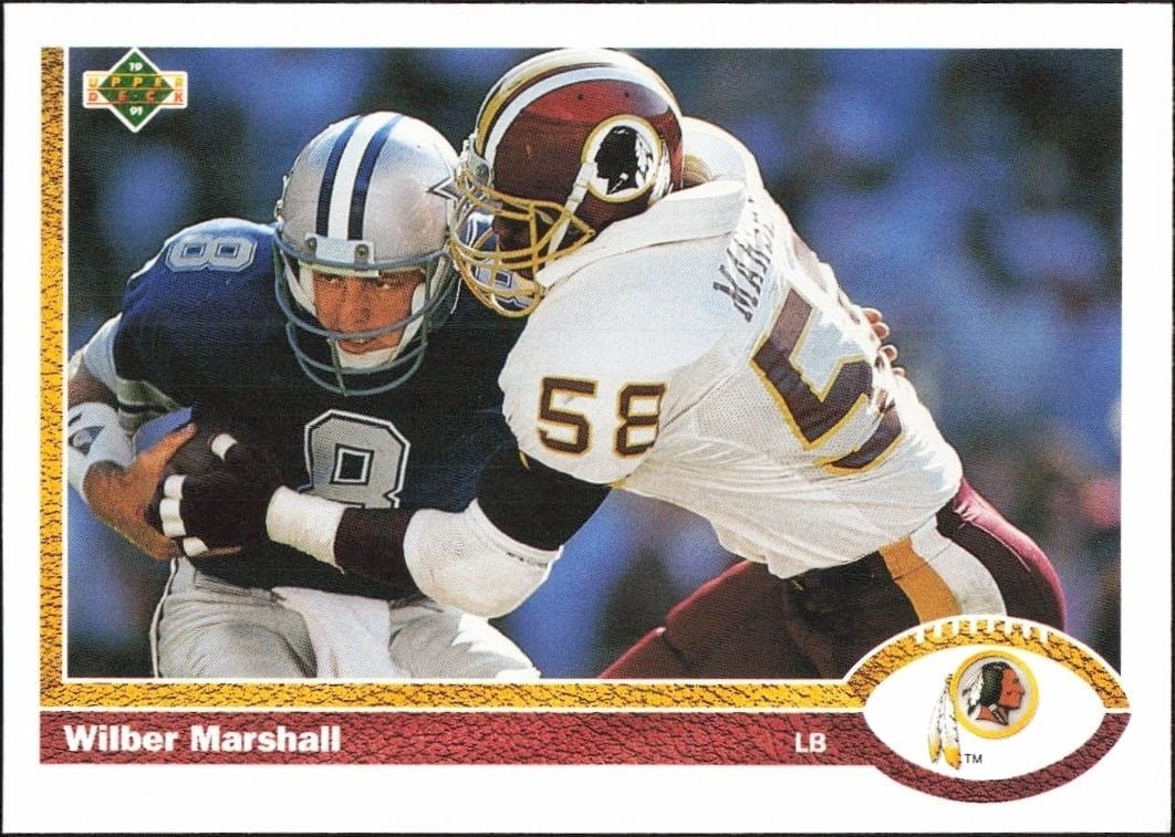 Wilber Marshall 1991 Upper Deck #276 Football Trading Card - Front 1991 Upper Deck Wilber Marshall #276 football trading card front