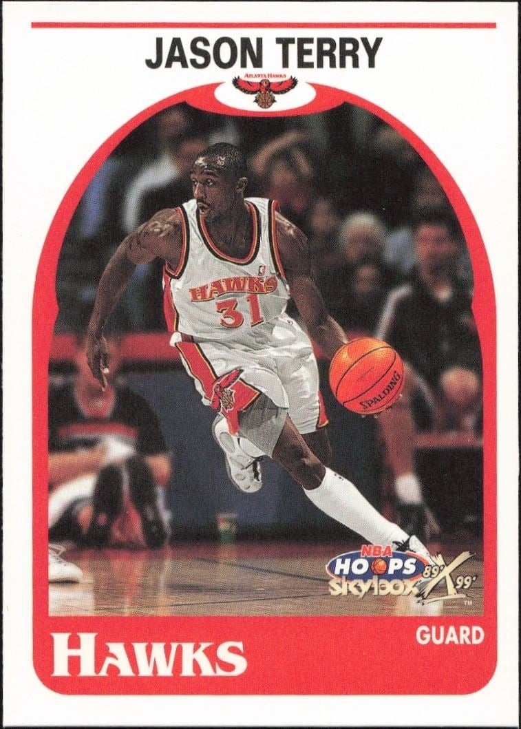Jason Terry 1999-00 Skybox NBA Hoops Decade #30 Basketball Trading Card - Front 1999-00 Skybox NBA Hoops Decade Jason Terry #30 basketball trading card front