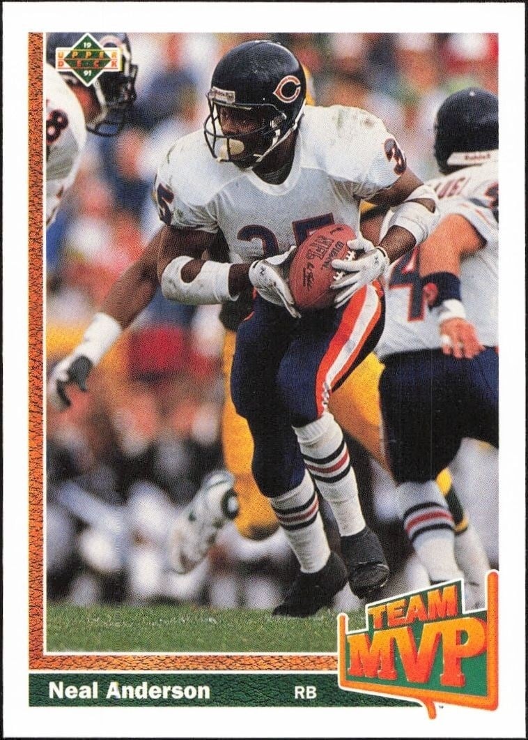 Neal Anderson 1991 Upper Deck #453 Football Trading Card - Front 1991 Upper Deck Neal Anderson #453 football trading card front