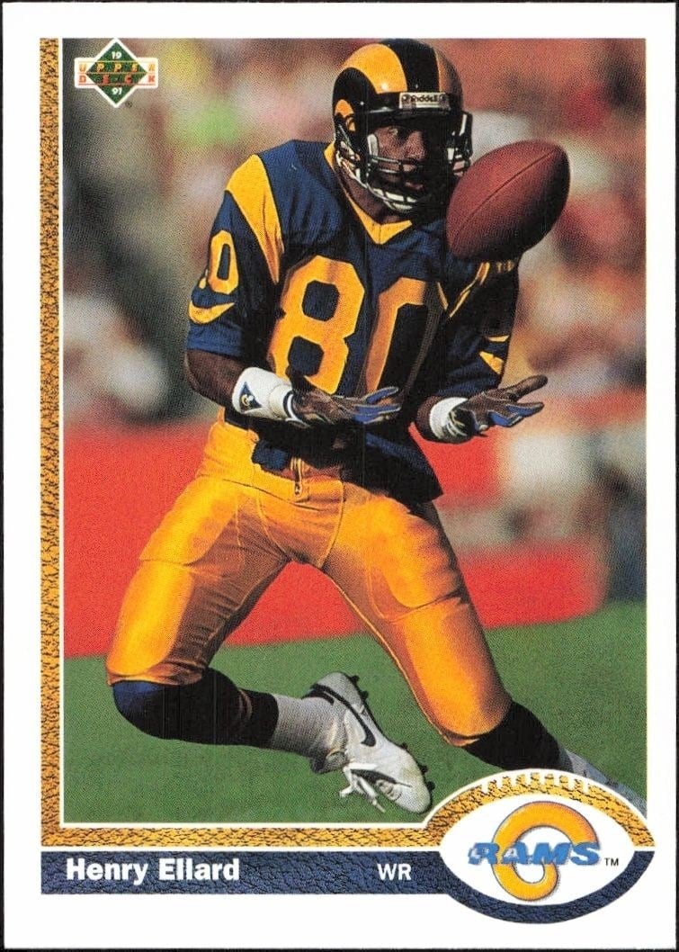 Henry Ellard 1991 Upper Deck #362 Football Trading Card - Front 1991 Upper Deck Henry Ellard #362 football trading card front