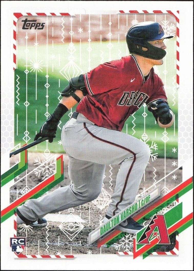 Daulton Varsho 2021 Topps Holiday #HW136 Baseball Trading Card - Front 2021 Topps Holiday Daulton Varsho #HW136 baseball trading card front