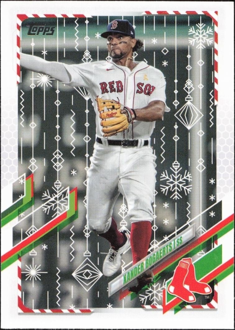 Xander Bogaerts 2021 Topps Holiday #HW36 Baseball Trading Card - Front 2021 Topps Holiday Xander Bogaerts #HW36 baseball trading card front