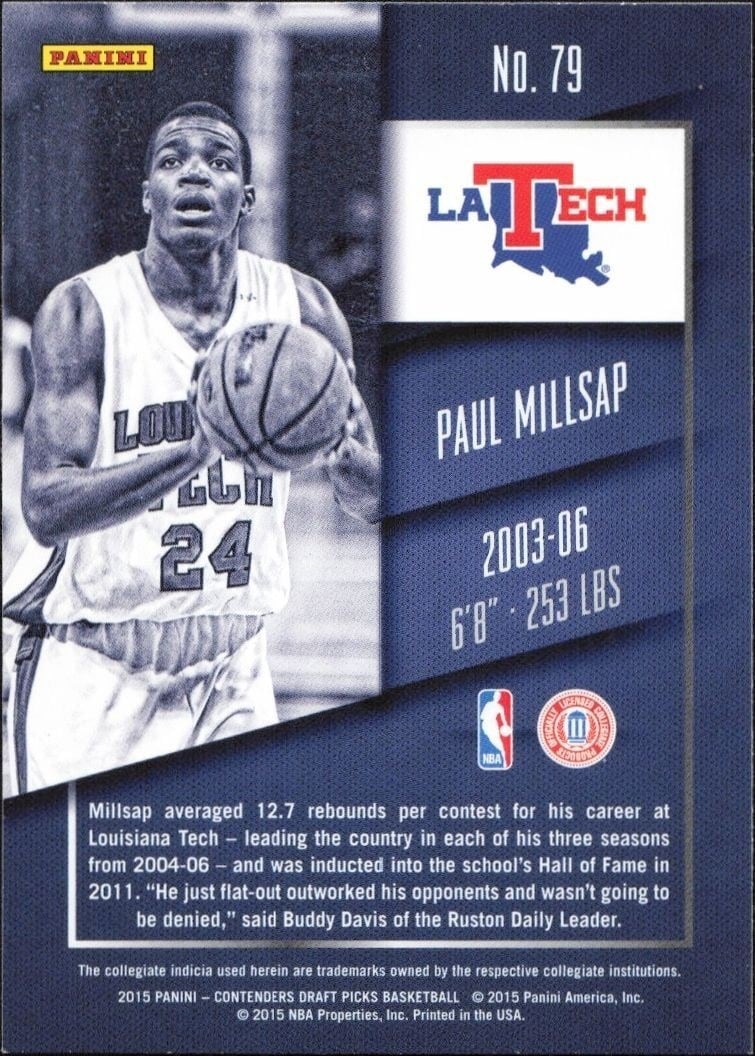 2015-16 Panini Contenders Draft Picks Paul Millsap #79 basketball trading card back