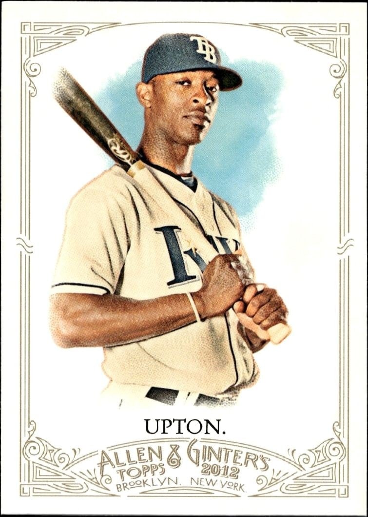 B.J. Upton 2012 Topps Allen & Ginter #251 Baseball Trading Card - Front 2012 Topps Allen & Ginter B.J. Upton #251 baseball trading card front