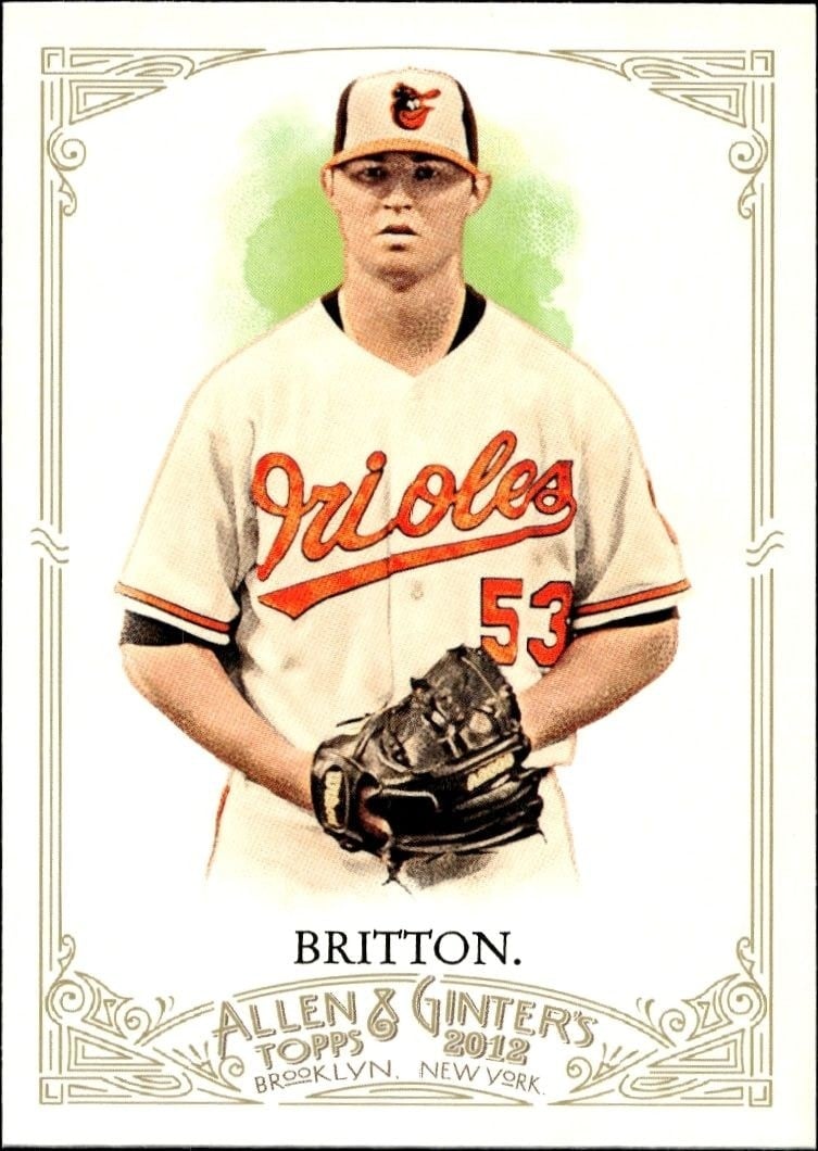 Zach Britton 2012 Topps Allen & Ginter #63 Baseball Trading Card - Front 2012 Topps Allen & Ginter Zach Britton #63 baseball trading card front