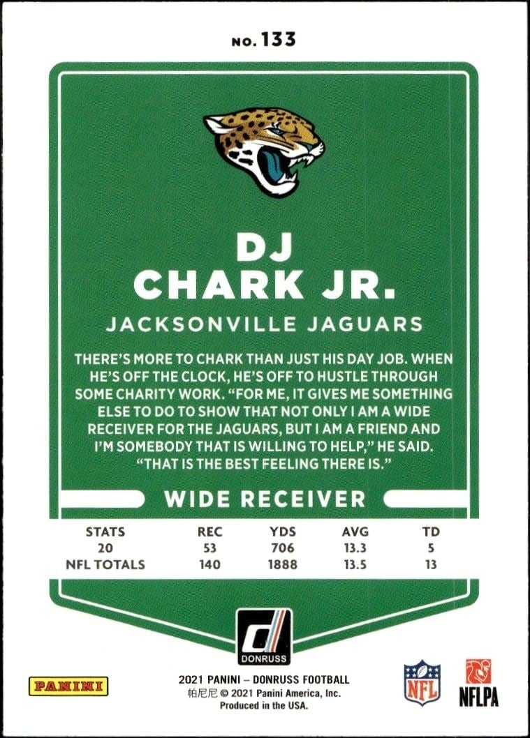 2021 Donruss DJ Chark Jr. #133 football trading card back