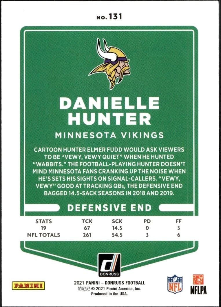 2021 Donruss Danielle Hunter #131 football trading card back