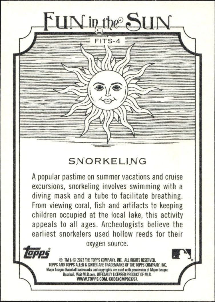 2023 Topps Allen & Ginter Snorkeling #FITS-4 baseball trading card back