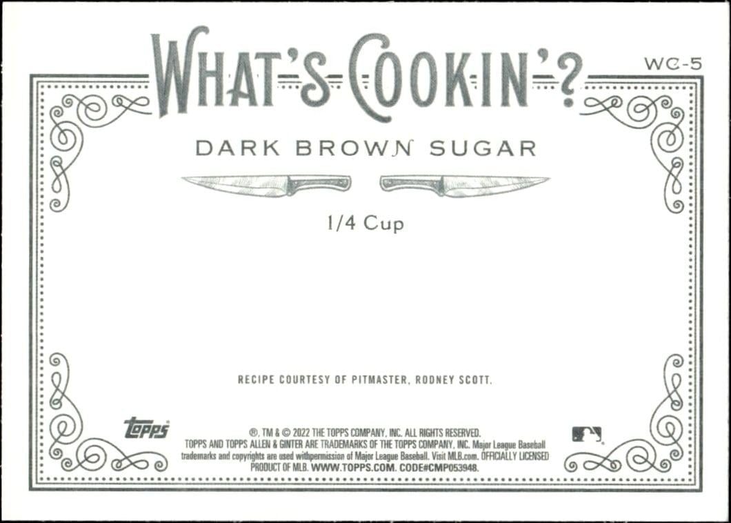2022 Topps Allen & Ginter Dark Brown Sugar #WC-5 baseball trading card back