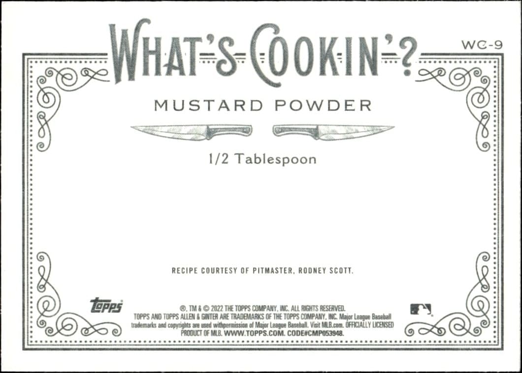 2022 Topps Allen & Ginter Mustard Powder #WC-9 baseball trading card back