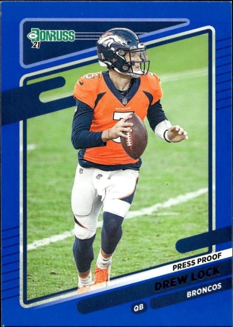 Drew Lock 2021 Donruss Blue #179 Football Trading Card - Front 2021 Donruss Blue Drew Lock #179 football trading card front