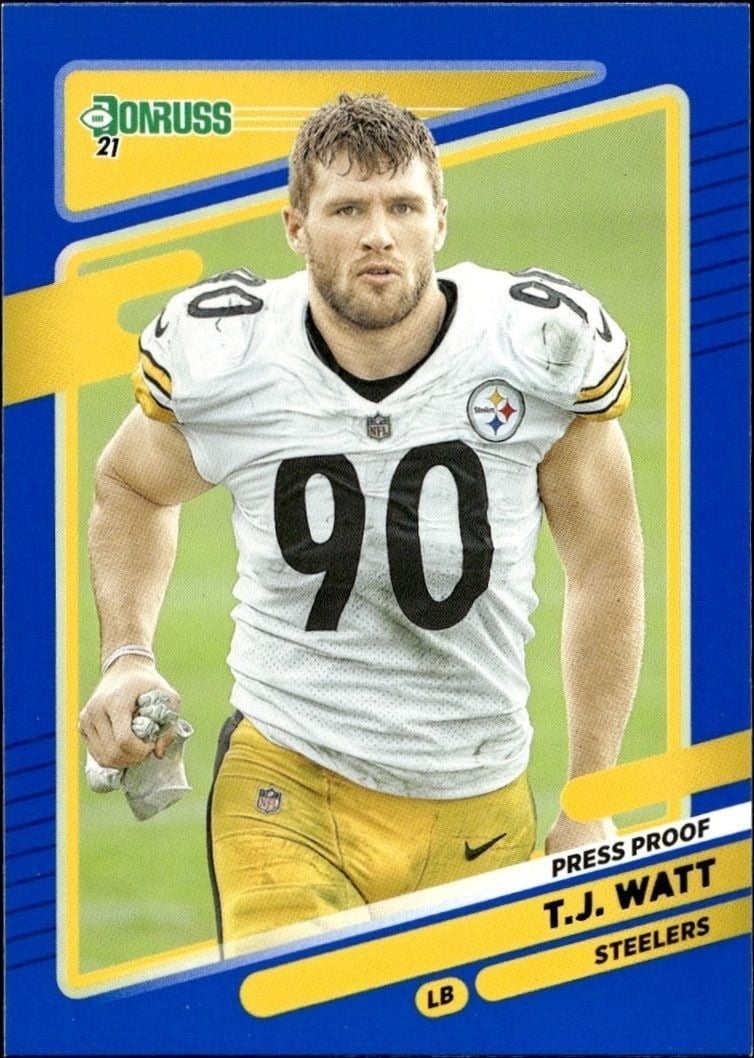 2021 Donruss Blue T.J. Watt #22 football trading card front