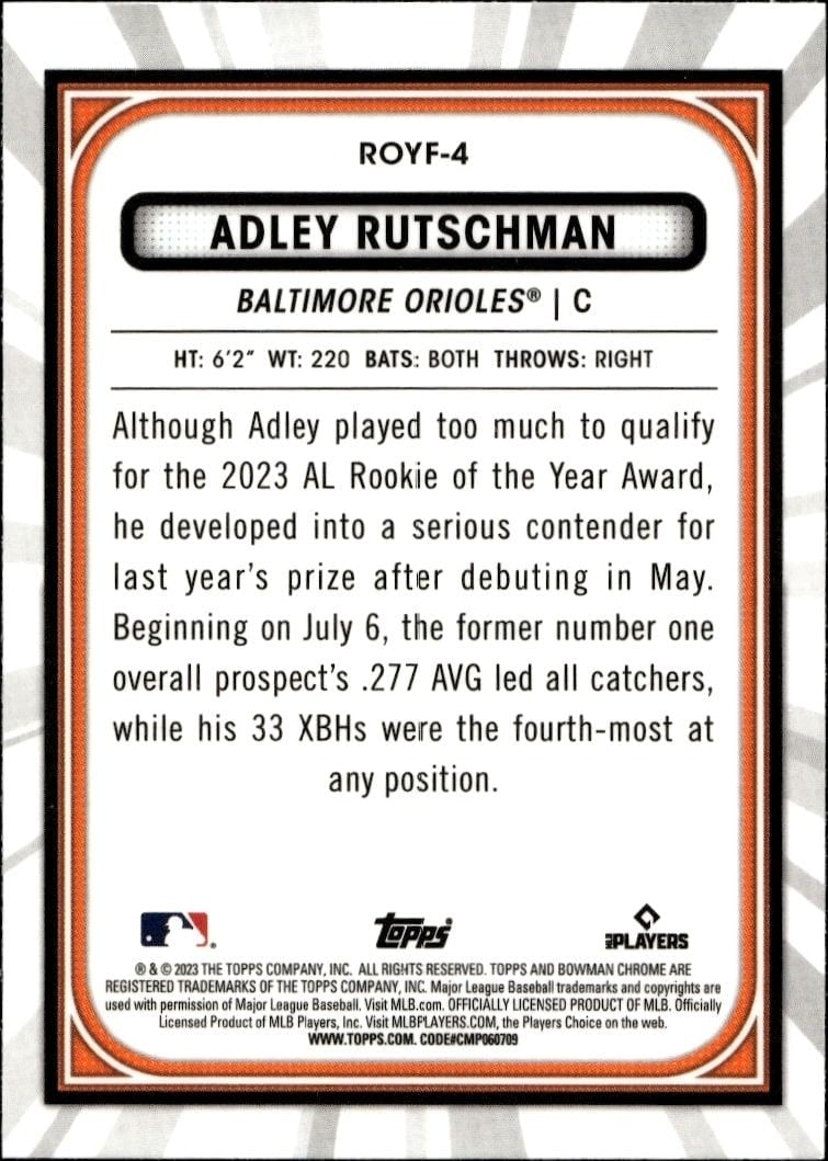 2023 Bowman Vaughn Grissom #ROYF-8 baseball trading card back