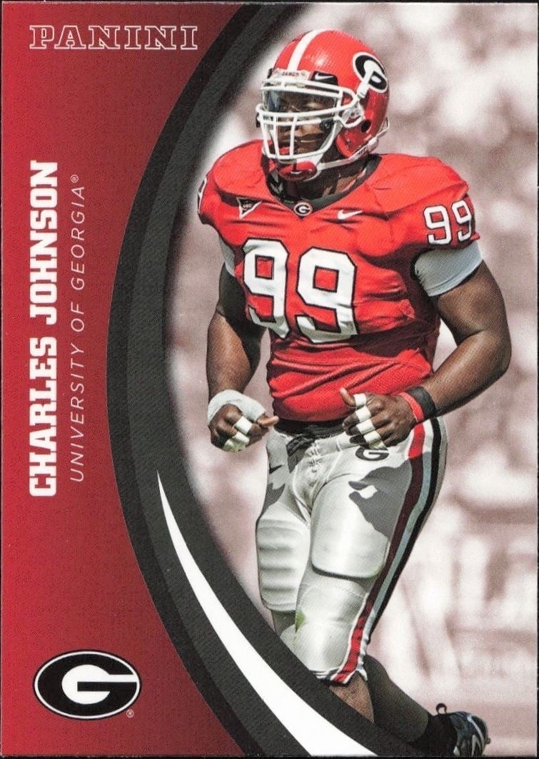 Charles Johnson 2015 Panini Georgia Bulldogs #15 Football Trading Card - Front 2015 Panini Georgia Bulldogs Charles Johnson #15 football trading card front