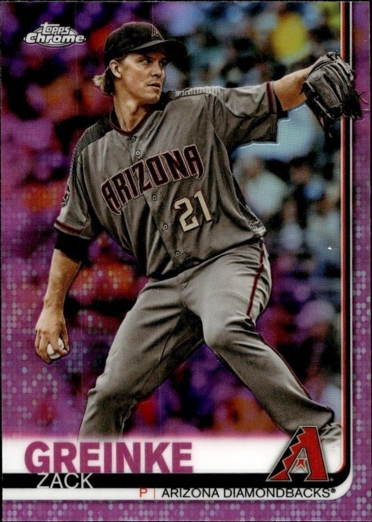 Zack Greinke 2019 Topps Chrome #23 Baseball Trading Card - Front 2019 Topps Chrome Zack Greinke #23 baseball trading card front
