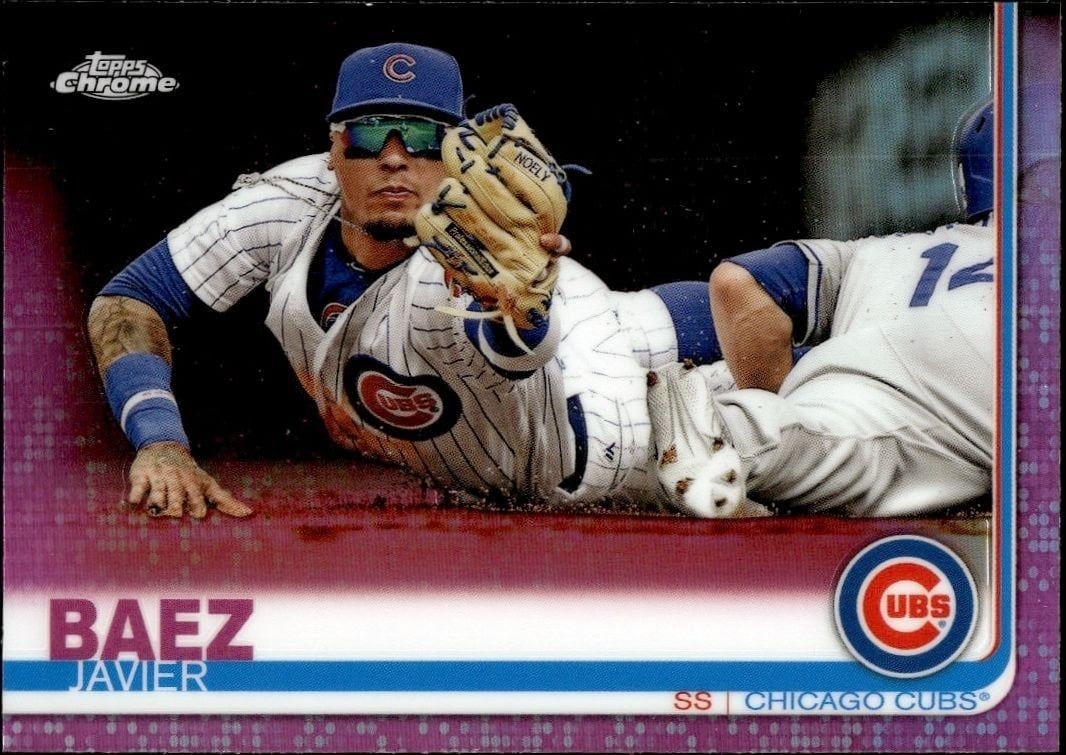 Javier Baez 2019 Topps Chrome #48 Baseball Trading Card - Front 2019 Topps Chrome Javier Baez #48 baseball trading card front