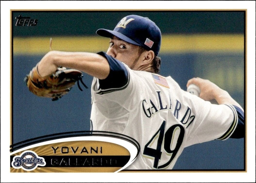 2012 Topps Series 2 Yovani Gallardo #654 trading card