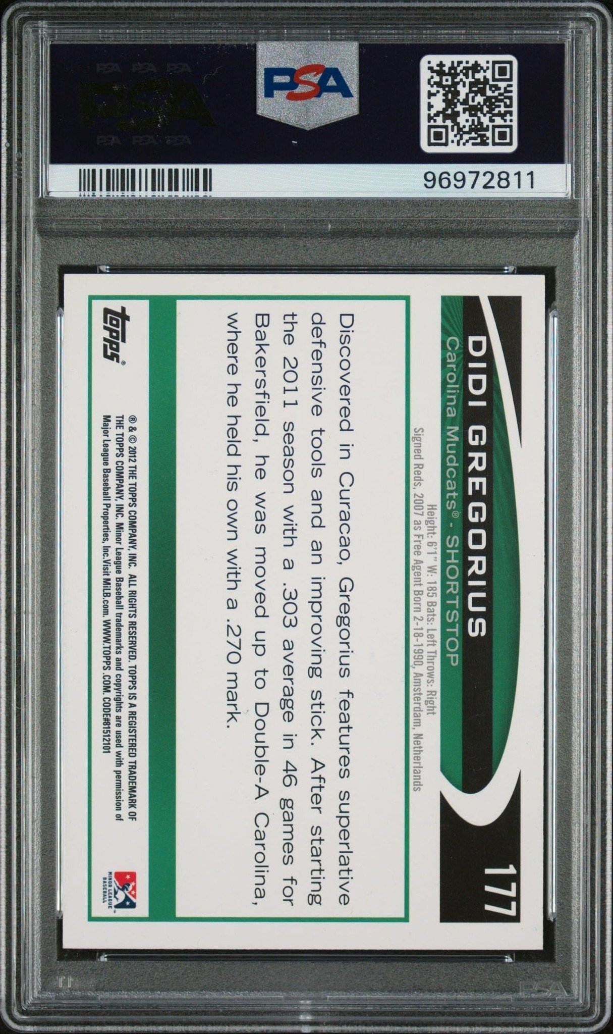2012 Topps Didi Gregorius #177 baseball trading card back