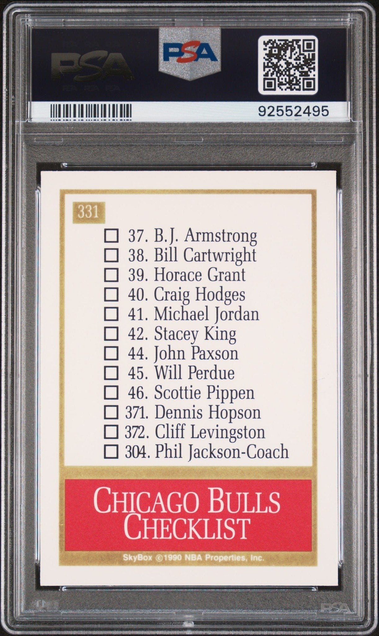 1990-91 Skybox Chicago Bulls #331 basketball trading card back