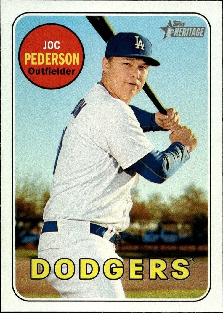 Joc Pederson 2018 Topps Heritage #236 Baseball Trading Card - Front 2018 Topps Heritage Joc Pederson #236 baseball trading card front