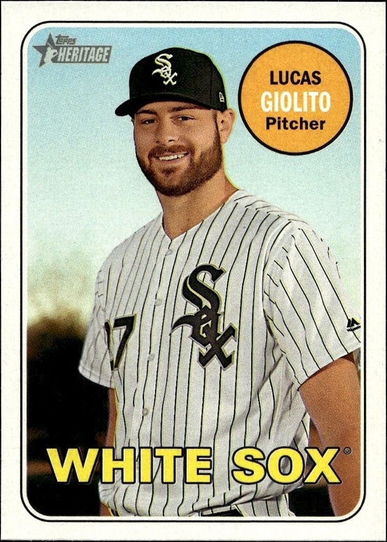 Lucas Giolito 2018 Topps Heritage #357 Baseball Trading Card - Front 2018 Topps Heritage Lucas Giolito #357 baseball trading card front