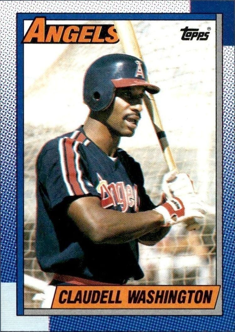 Claudell Washington 1990 Topps #705 Baseball Trading Card - Front 1990 Topps Claudell Washington #705 baseball trading card front