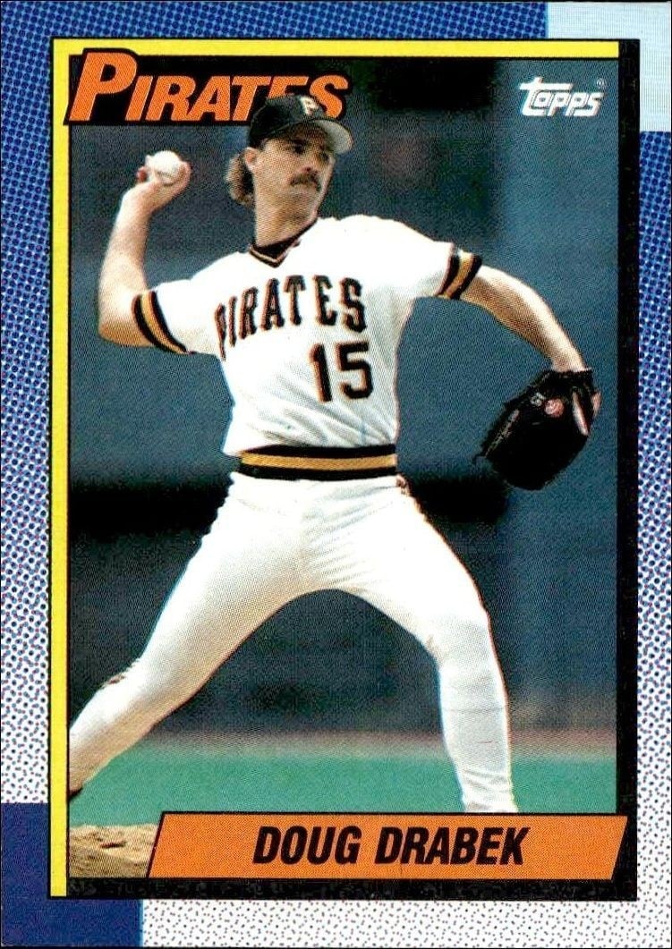 Doug Drabek 1990 Topps #197 Baseball Trading Card - Front 1990 Topps Doug Drabek #197 baseball trading card front