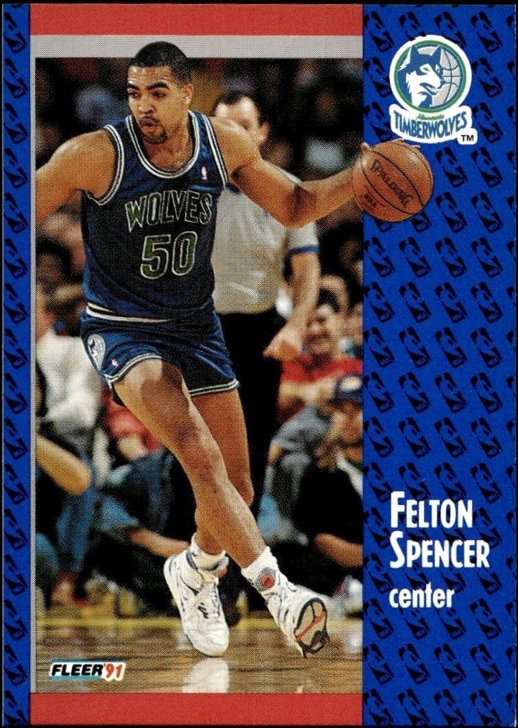 1991-92 Fleer Felton Spencer #127 basketball trading card front
