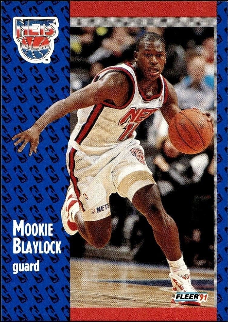 Mookie Blaylock 1991-92 Fleer #128 Basketball Trading Card - Front 1991-92 Fleer Mookie Blaylock #128 basketball trading card front