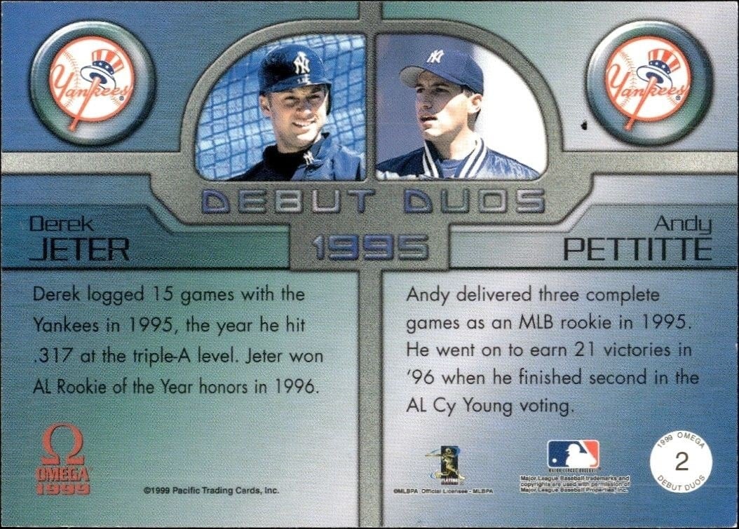 1999 Pacific Omega Derek Jeter #2 baseball trading card back