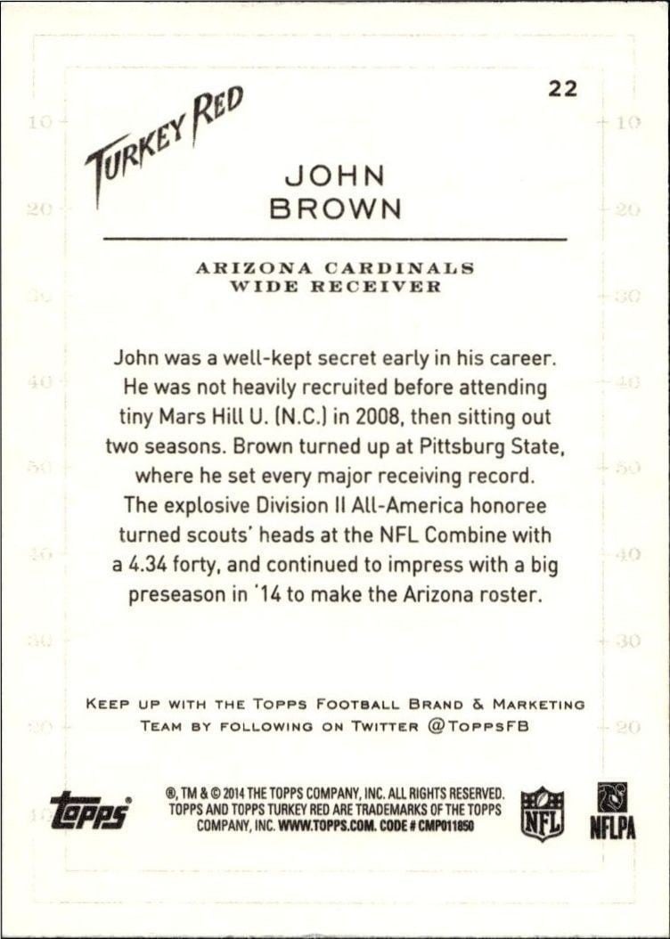 2014 Topps Turkey Red John Brown #22 football trading card back