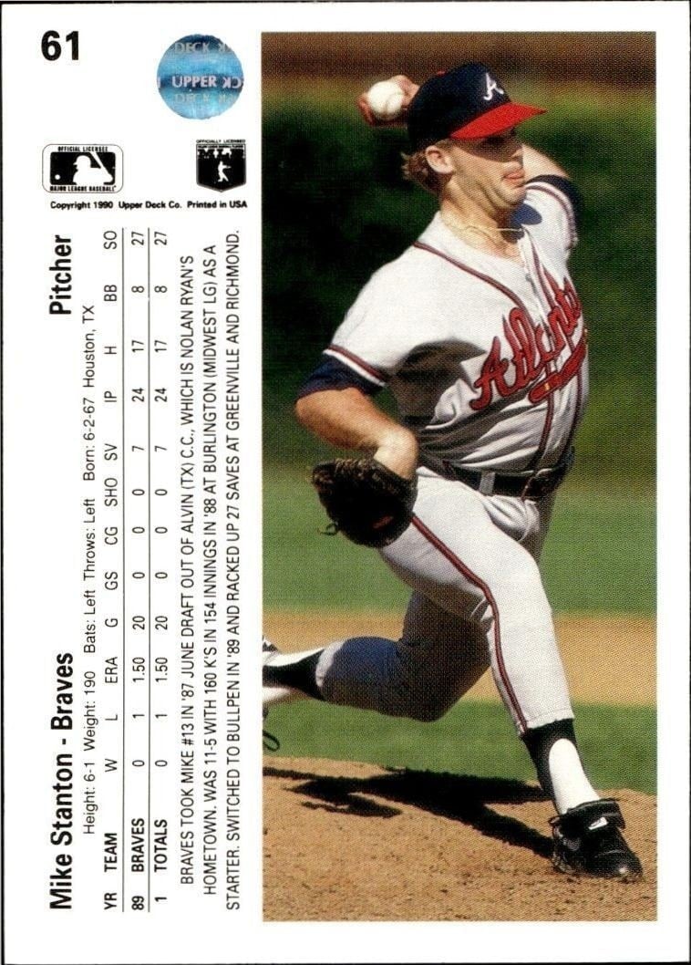 1990 Upper Deck Mike Stanton #61 baseball trading card back