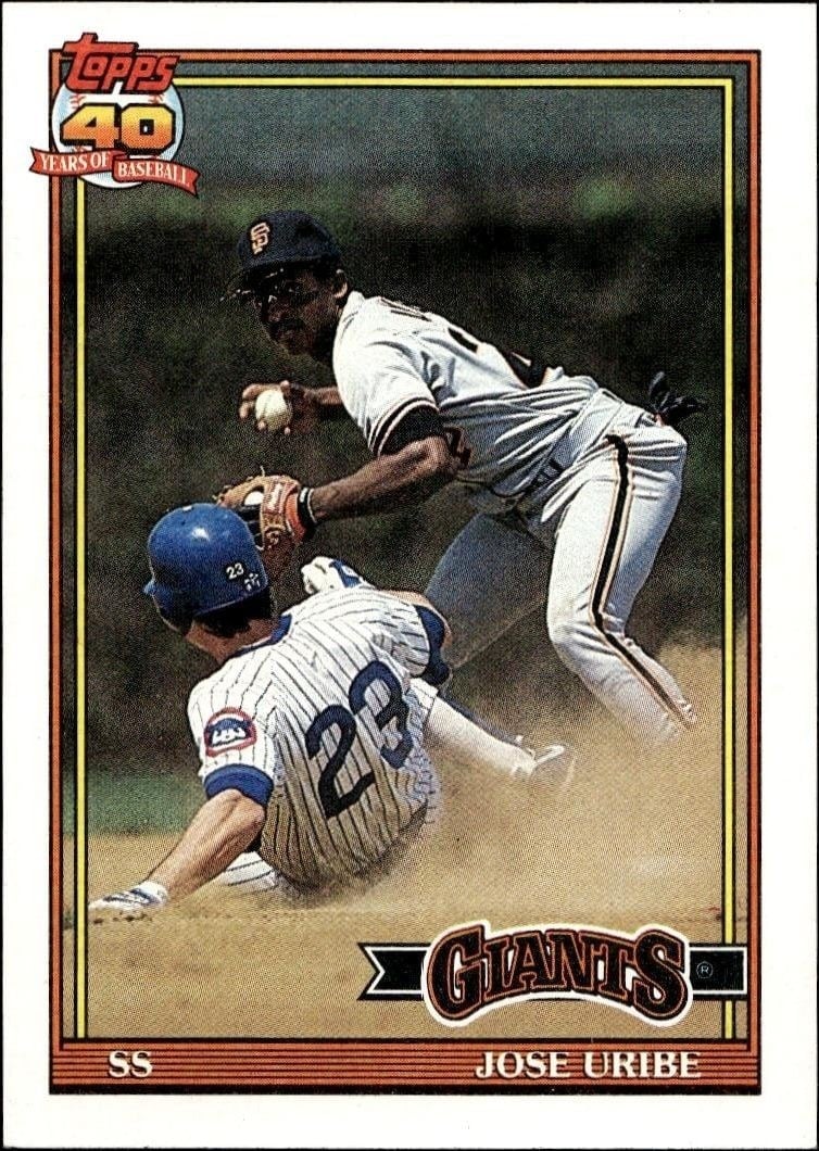 1991 Topps Jose Uribe #158 trading card