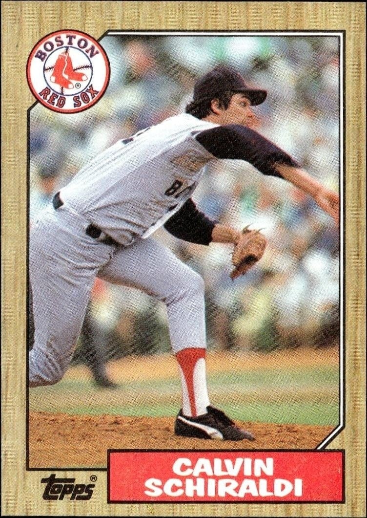 Calvin Schiraldi 1987 Topps #94 Baseball Trading Card - Front 1987 Topps Calvin Schiraldi #94 baseball trading card front