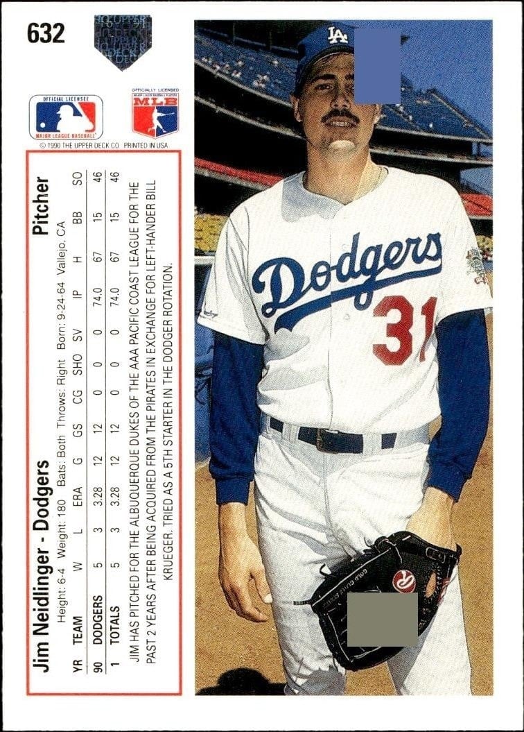 1991 Upper Deck Low Number Jim Neidlinger #632 baseball trading card back