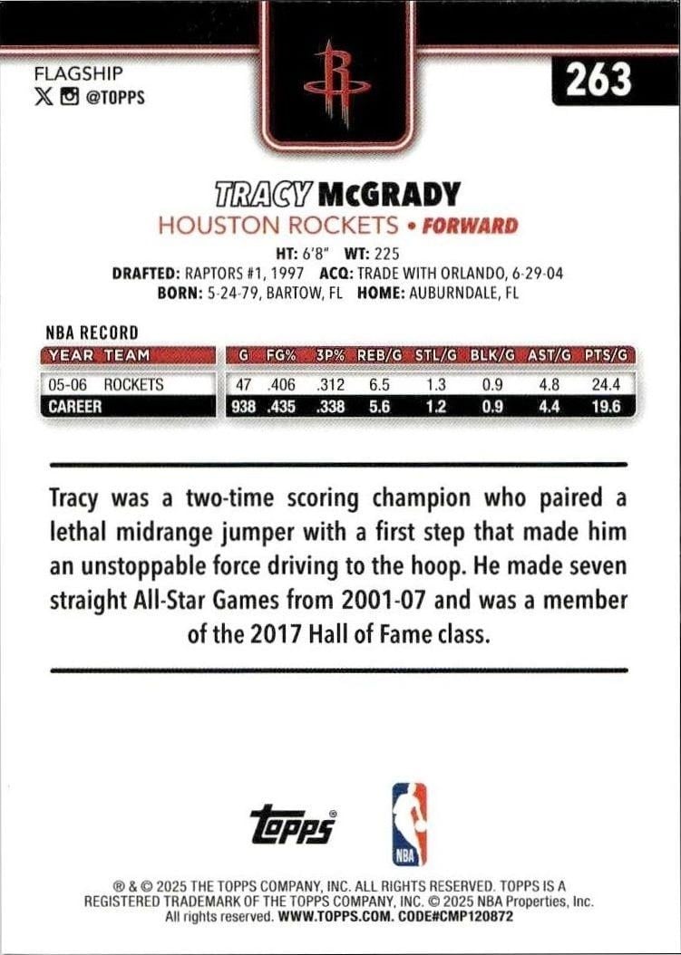 2025-26 Topps Tracy McGrady #263 basketball trading card back