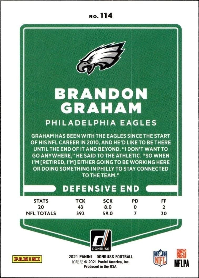 2021 Panini Donruss Brandon Graham #114 football trading card back