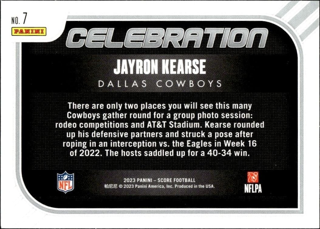 2023 Panini Score Jayron Kearse #7 football trading card back