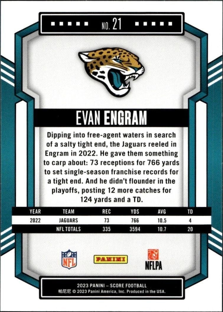 2023 Panini Score Evan Engram #21 football trading card back