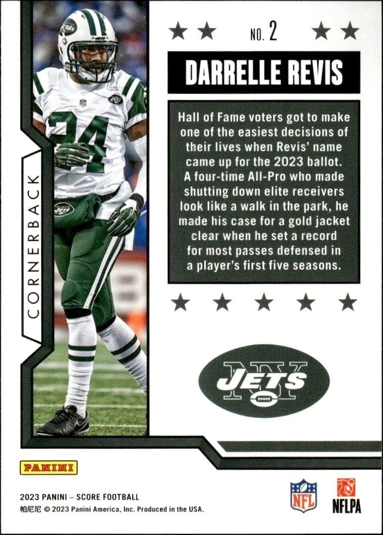 2023 Panini Score Darrelle Revis #2 football trading card back