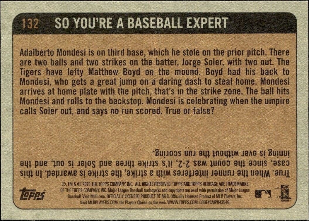 2021 Topps Heritage Starling Marte #132 baseball trading card back