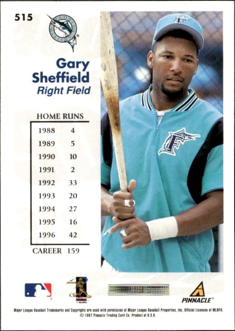 1997 Score Gary Sheffield #515 baseball trading card back