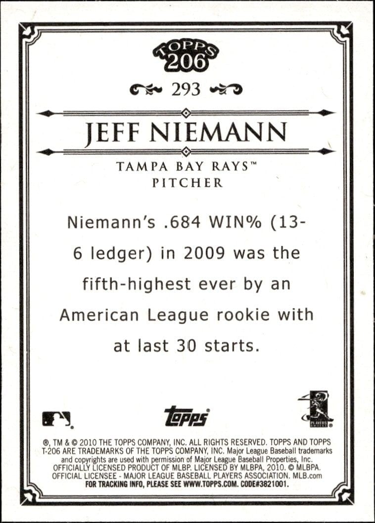 2010 Topps T206 Jeff Niemann #293 baseball trading card back