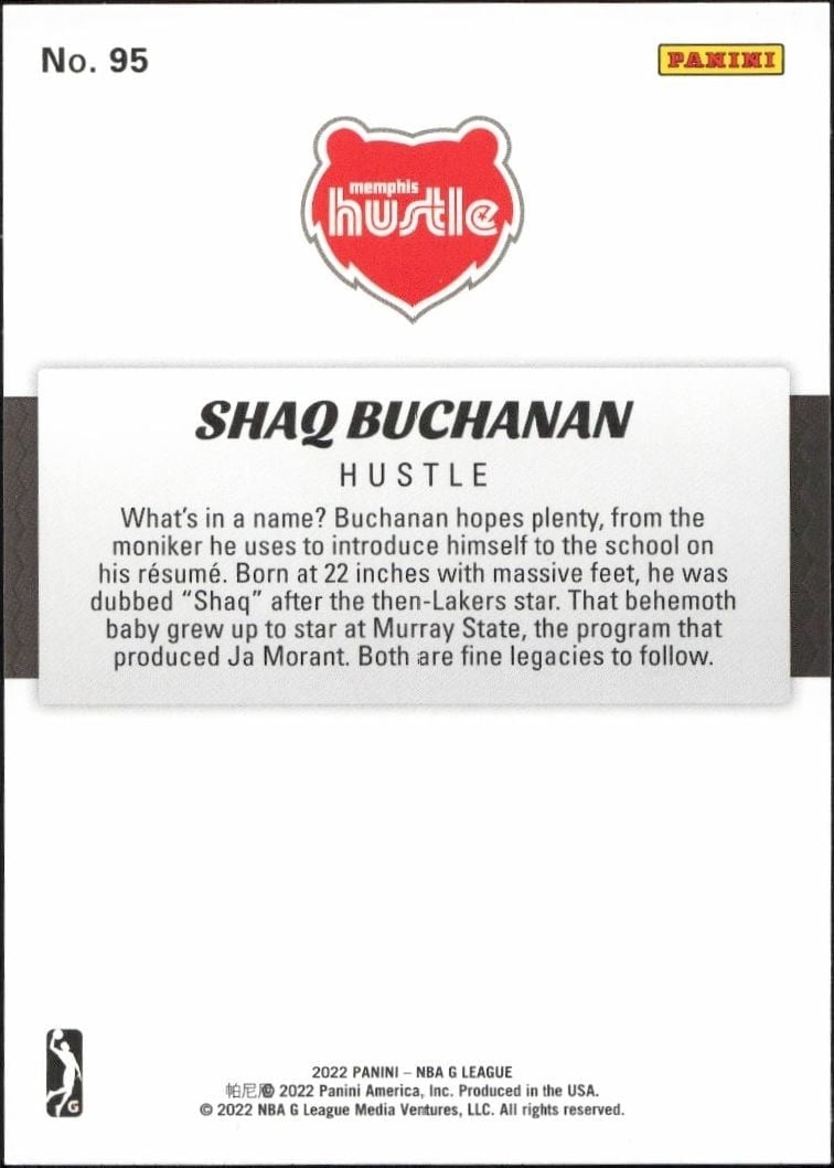 2021-22 Panini NBA G League Shaq Buchanan #95 basketball trading card back