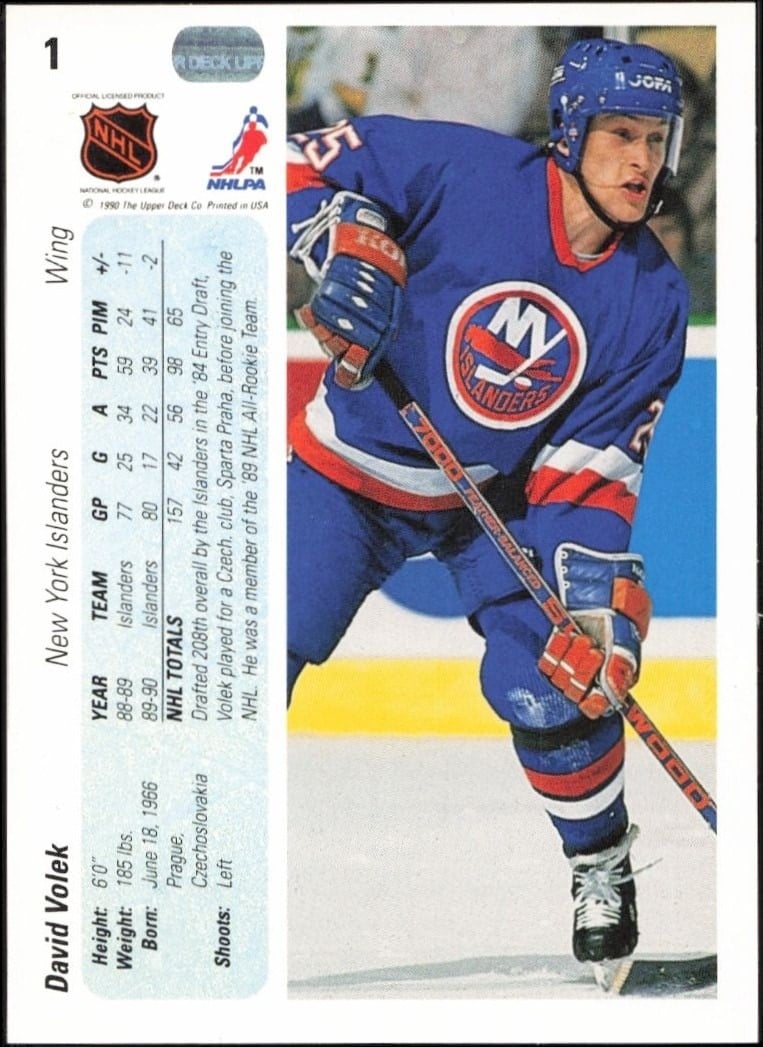 1990-91 Upper Deck David Volek #1 hockey trading card back