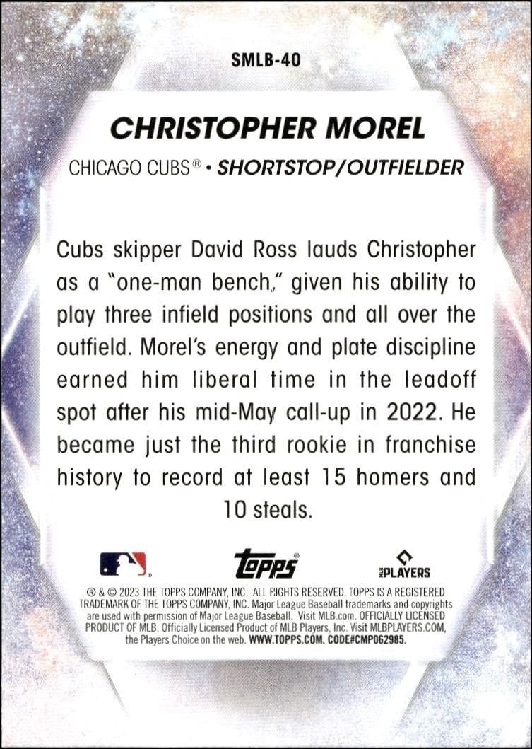 2023 Topps Series 2 Christopher Morel #SMLBC-40 baseball trading card back