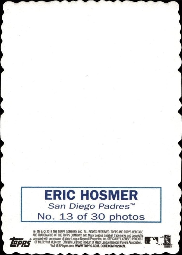 2018 Topps Heritage Eric Hosmer #13 baseball trading card back