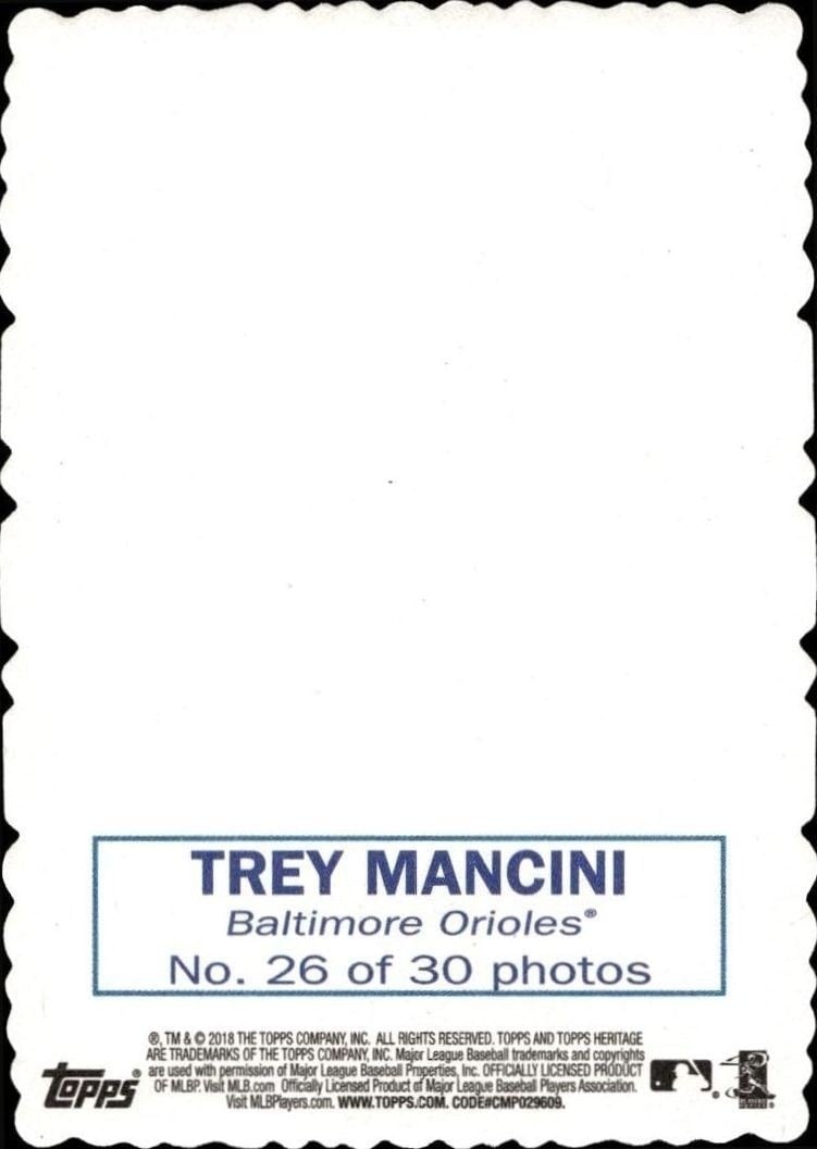 2018 Topps Heritage Trey Mancini #26 baseball trading card back