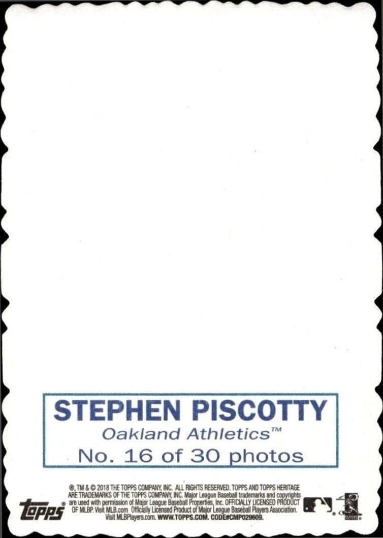 2018 Topps Heritage Stephen Piscotty #16 baseball trading card back