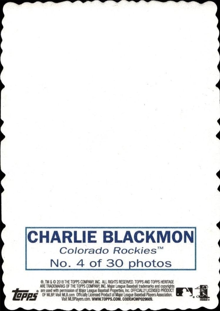 2018 Topps Heritage Charlie Blackmon #4 baseball trading card back